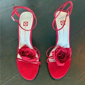 NEW Red Floral Ankle-Strap Sandals size 8